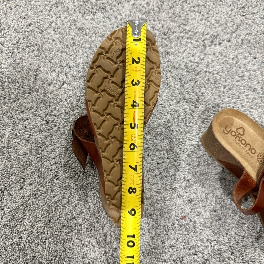 Yokono Made in Spain Toe Loop Wedge Sandals Brown Leather Cork Base Women’s US 8 - Picture 12 of 13